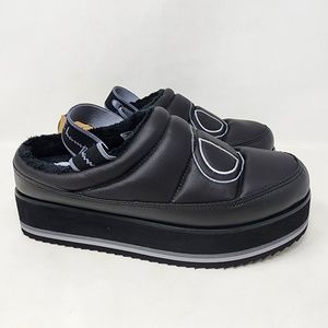 Champion Hot Stuff Sling Back Black Platform Slipper Shoes